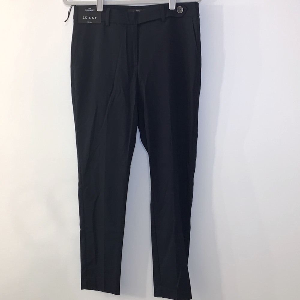 Next UK skinny leg navy blue dress pants with button